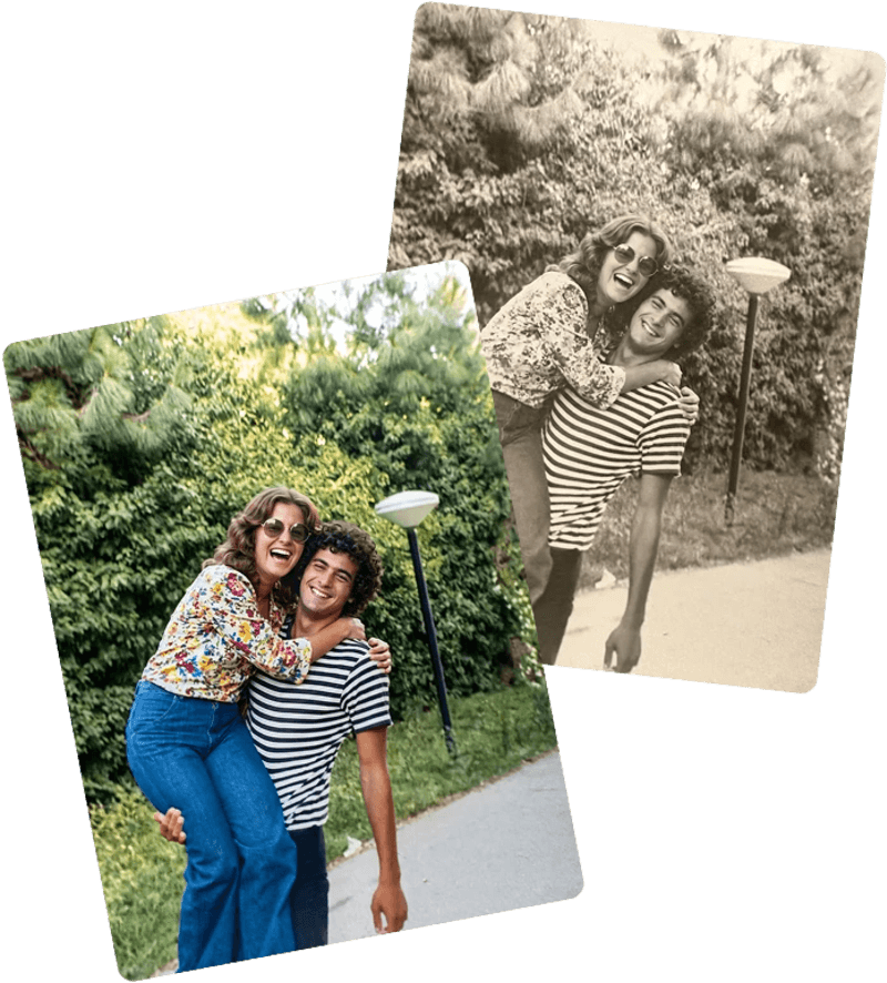 דוגמה לשחזור תמונה ישנה בצבע - לפני ואחרי